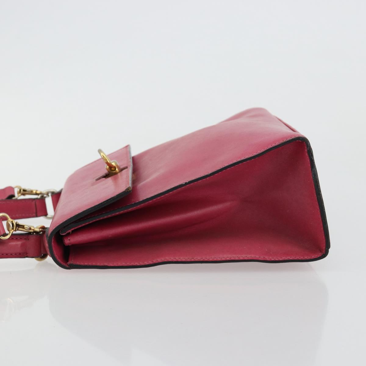 CELINE Hand Bag Leather 2way Pink Gold Auth 181199