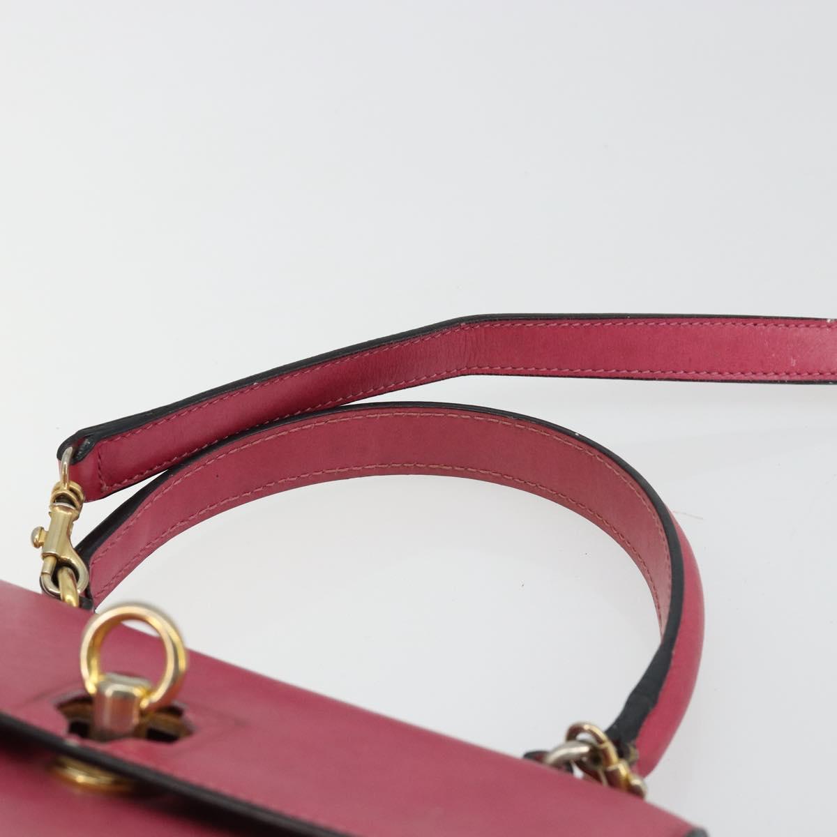 CELINE Hand Bag Leather 2way Pink Gold Auth 181199