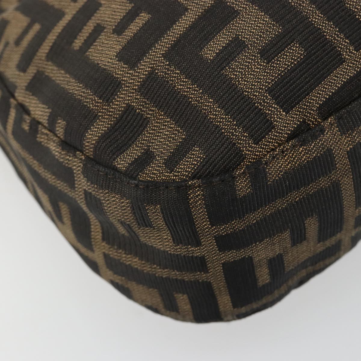 FENDI Zucca Canvas Shoulder Bag Black Brown Auth 181202A
