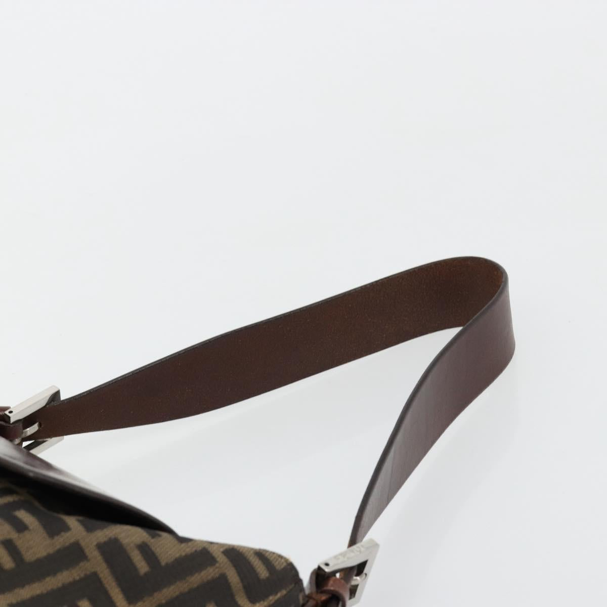 FENDI Zucca Canvas Shoulder Bag Black Brown Auth 181202A