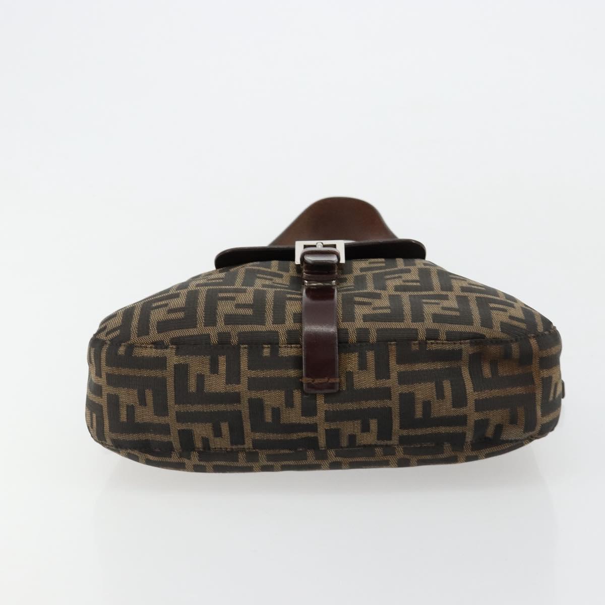 FENDI Zucca Canvas Shoulder Bag Black Brown Auth 181202A