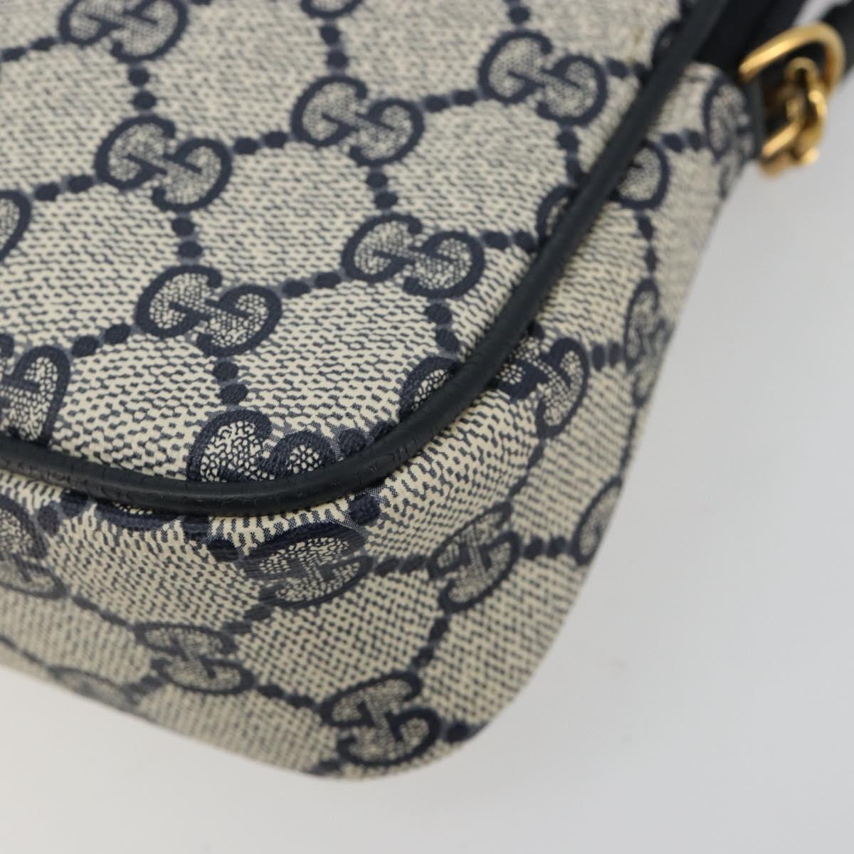 GUCCI GG Supreme Shoulder Bag PVC Navy Gold 97 02 068 Auth 181211