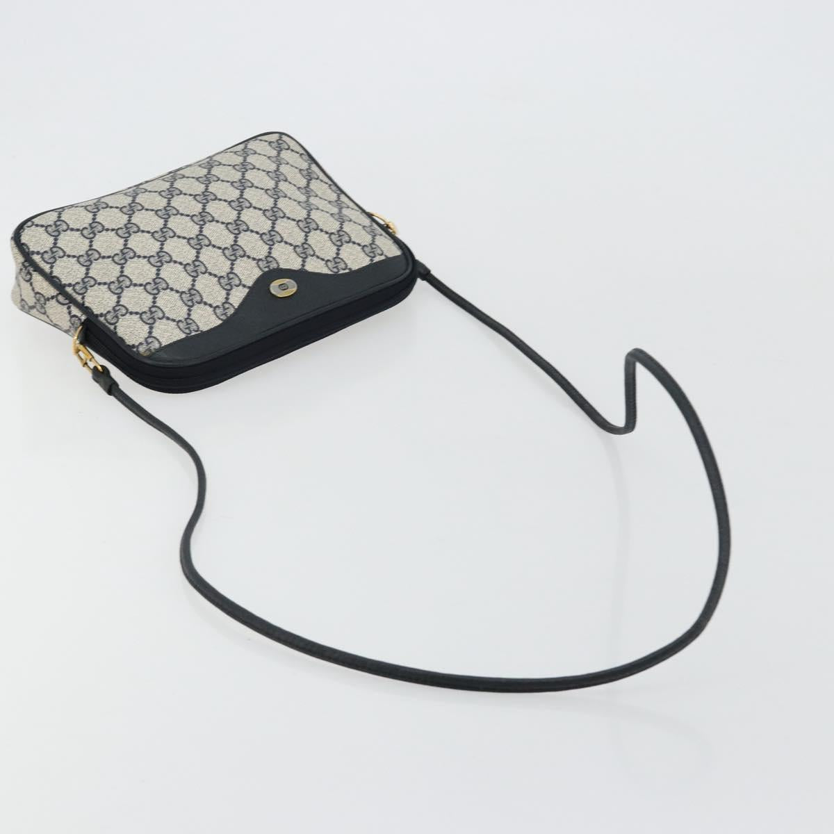 GUCCI GG Supreme Shoulder Bag PVC Navy Gold 97 02 068 Auth 181211
