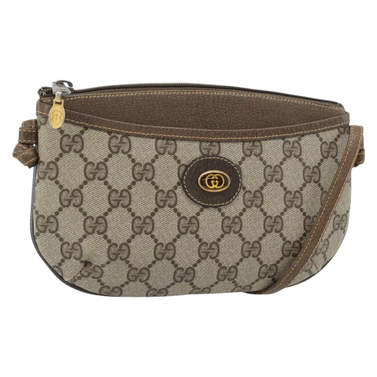 GUCCI GG Supreme Shoulder Bag PVC Beige Gold 904 02 020 Auth 181212
