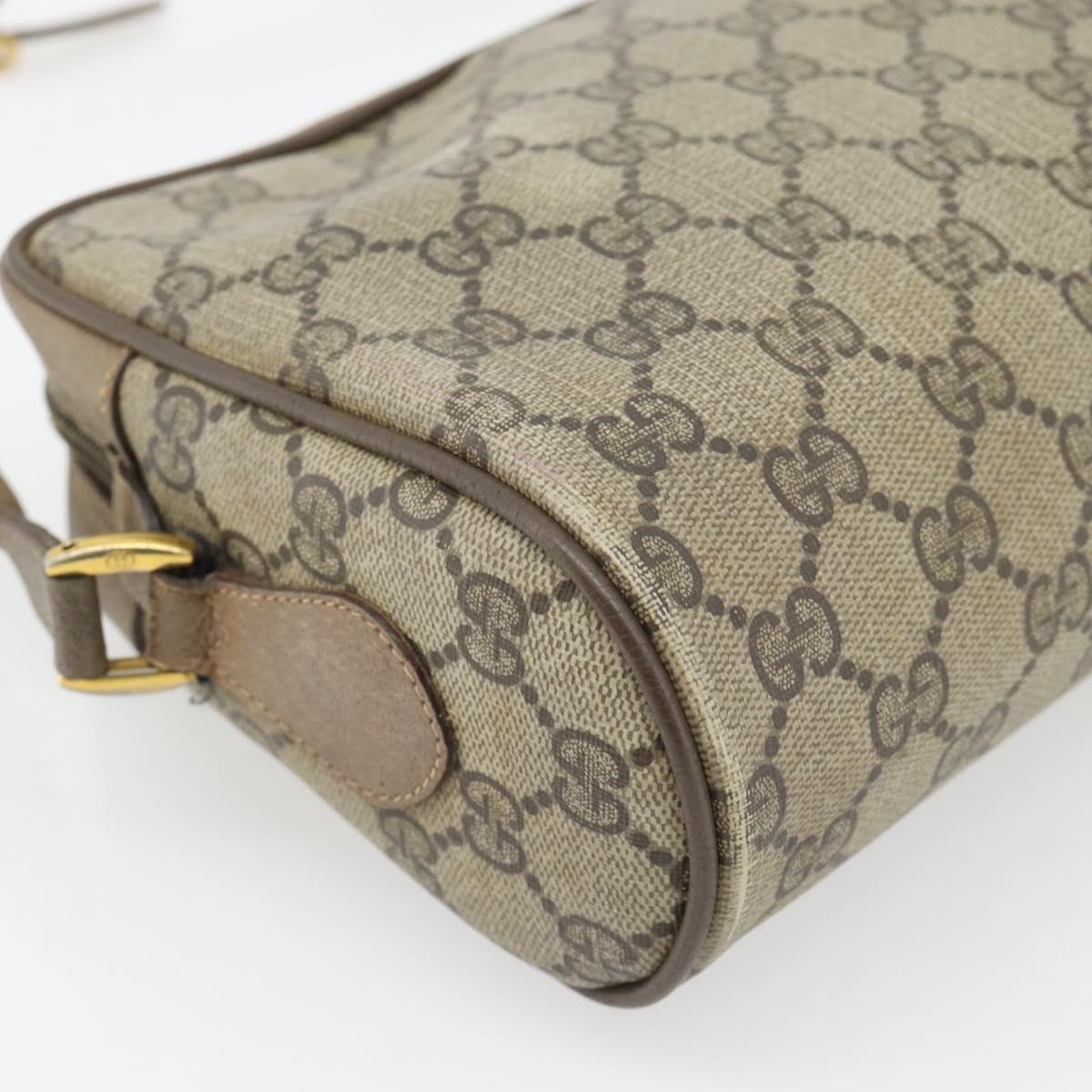 GUCCI GG Supreme Web Sherry Line Shoulder Bag PVC Beige Gold Auth 181213