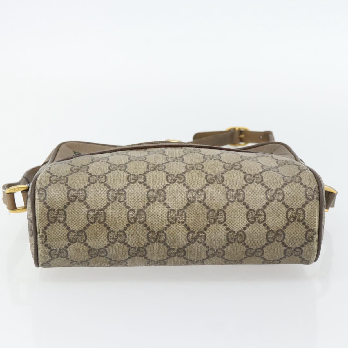GUCCI GG Supreme Web Sherry Line Shoulder Bag PVC Beige Gold Auth 181213