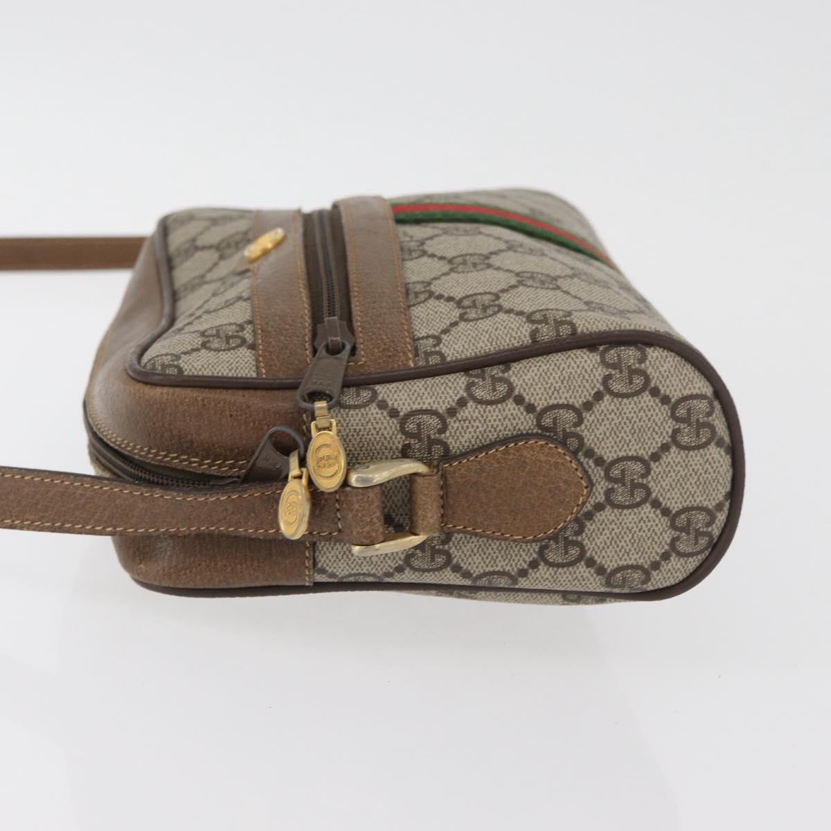 GUCCI GG Supreme Web Sherry Line Bag PVC Beige Gold 67 02 004 Auth 181214