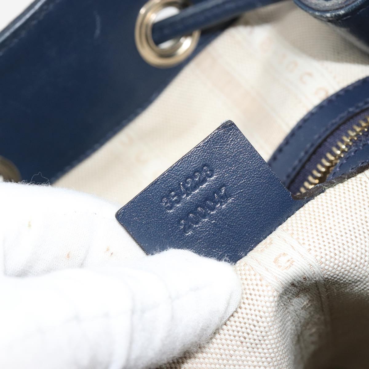 GUCCI Diamante Shoulder Bag Leather Navy Silver 354228 Auth 181216