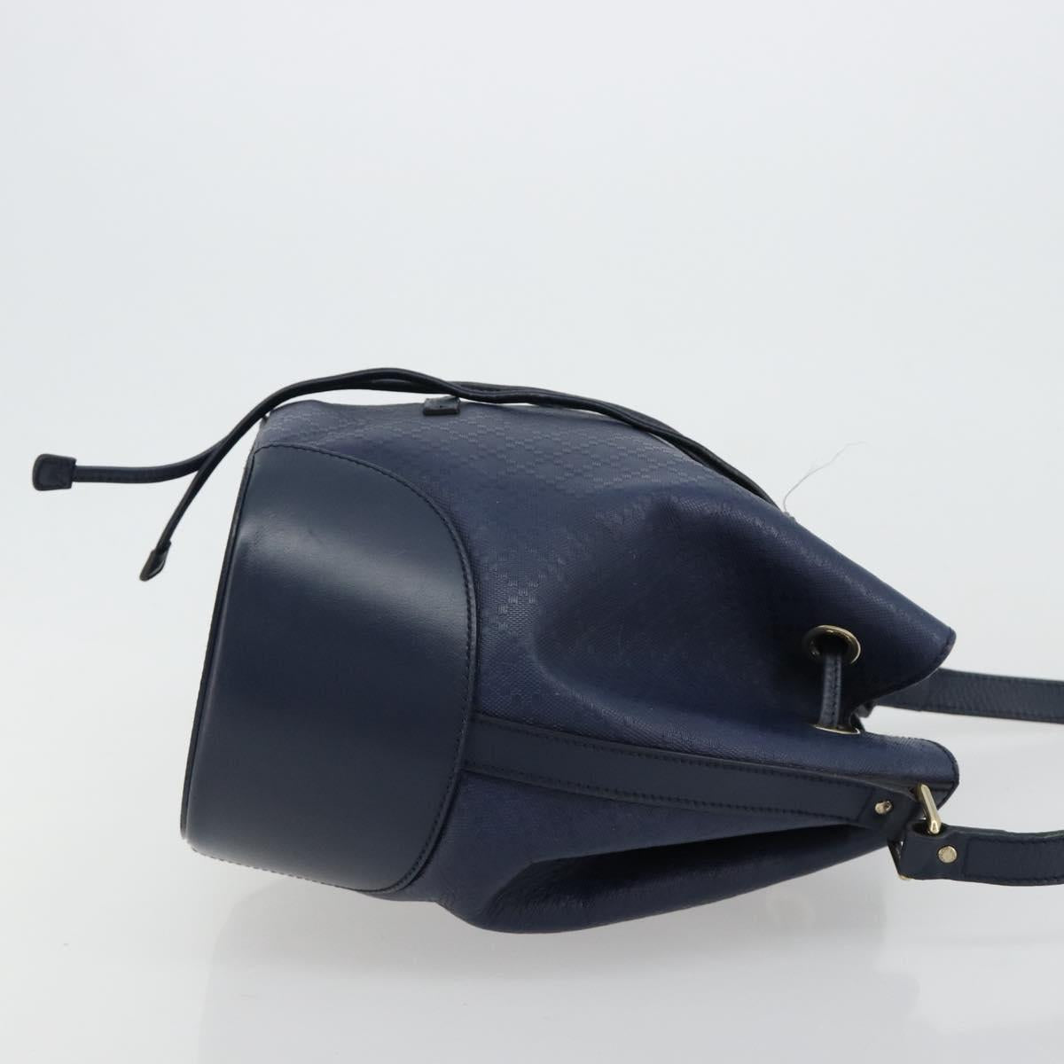 GUCCI Diamante Shoulder Bag Leather Navy Silver 354228 Auth 181216