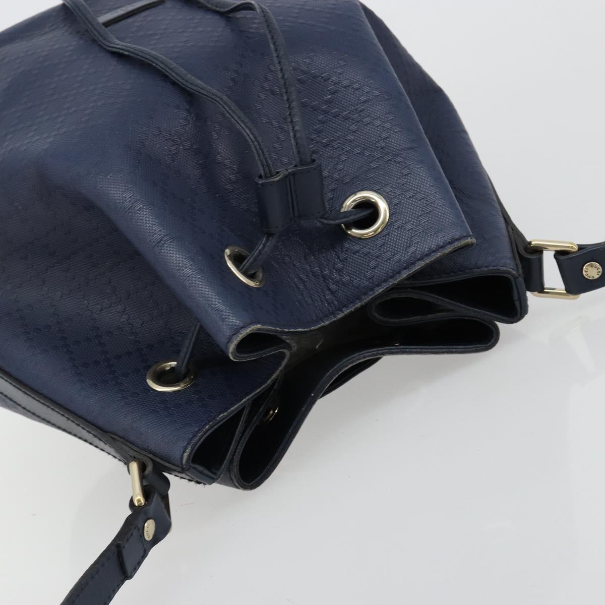 GUCCI Diamante Shoulder Bag Leather Navy Silver 354228 Auth 181216