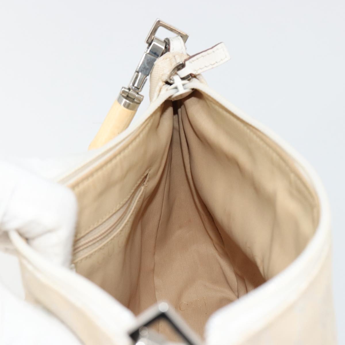 GUCCI Bamboo GG Canvas Shoulder Bag Ivory Silver 001 3865 Auth 181217A
