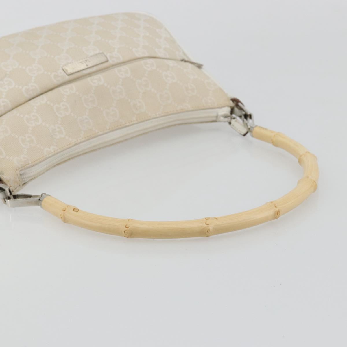 GUCCI Bamboo GG Canvas Shoulder Bag Ivory Silver 001 3865 Auth 181217A