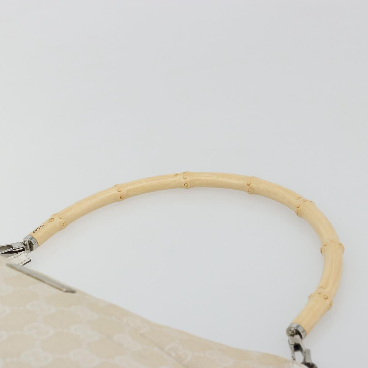 GUCCI Bamboo GG Canvas Shoulder Bag Ivory Silver 001 3865 Auth 181217A