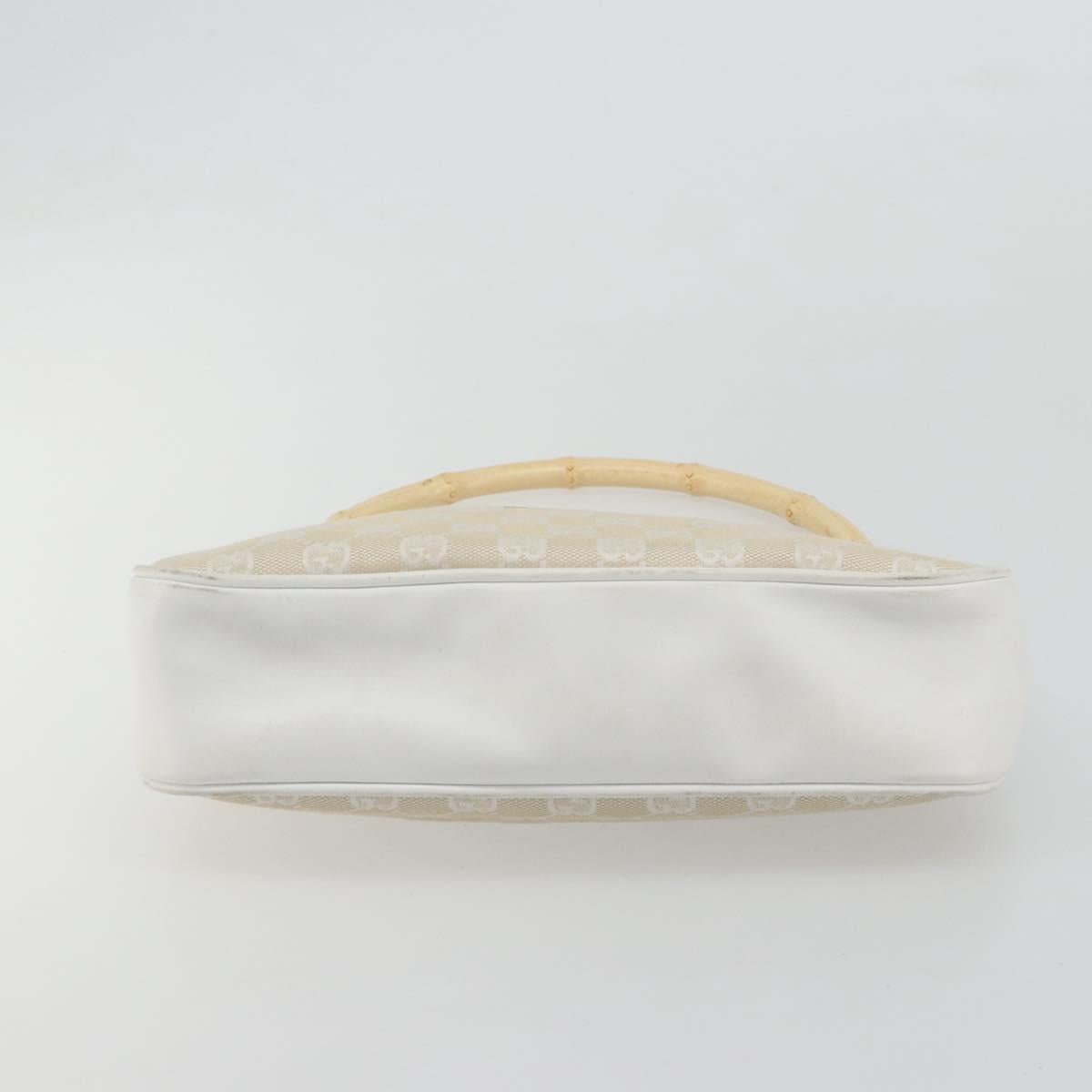 GUCCI Bamboo GG Canvas Shoulder Bag Ivory Silver 001 3865 Auth 181217A