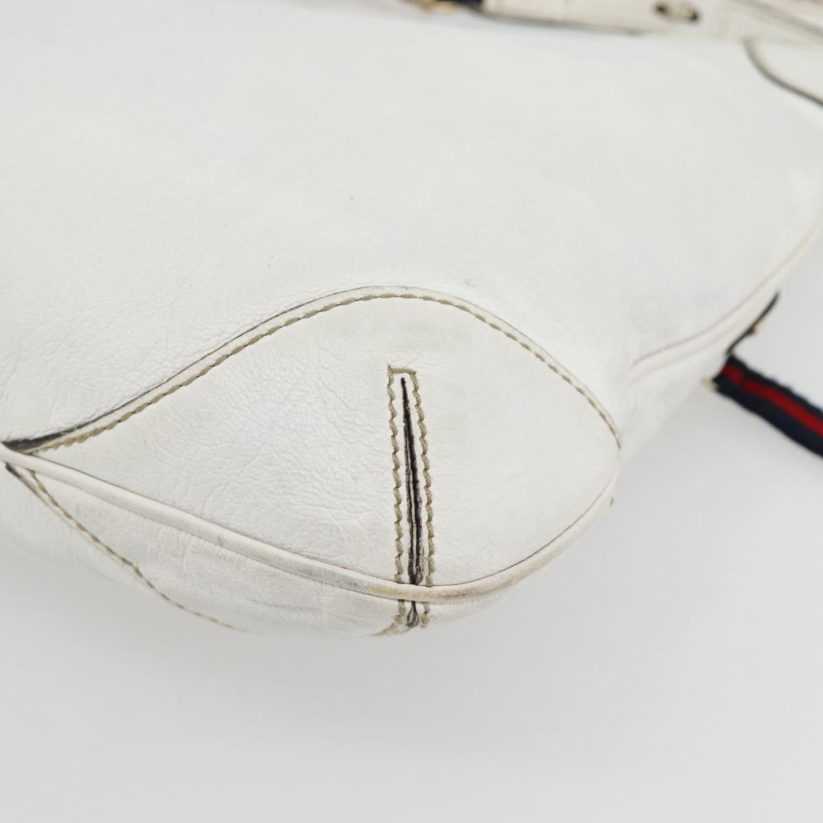 GUCCI Chain Shoulder Bag Leather White Gold 154392 Auth 181219A