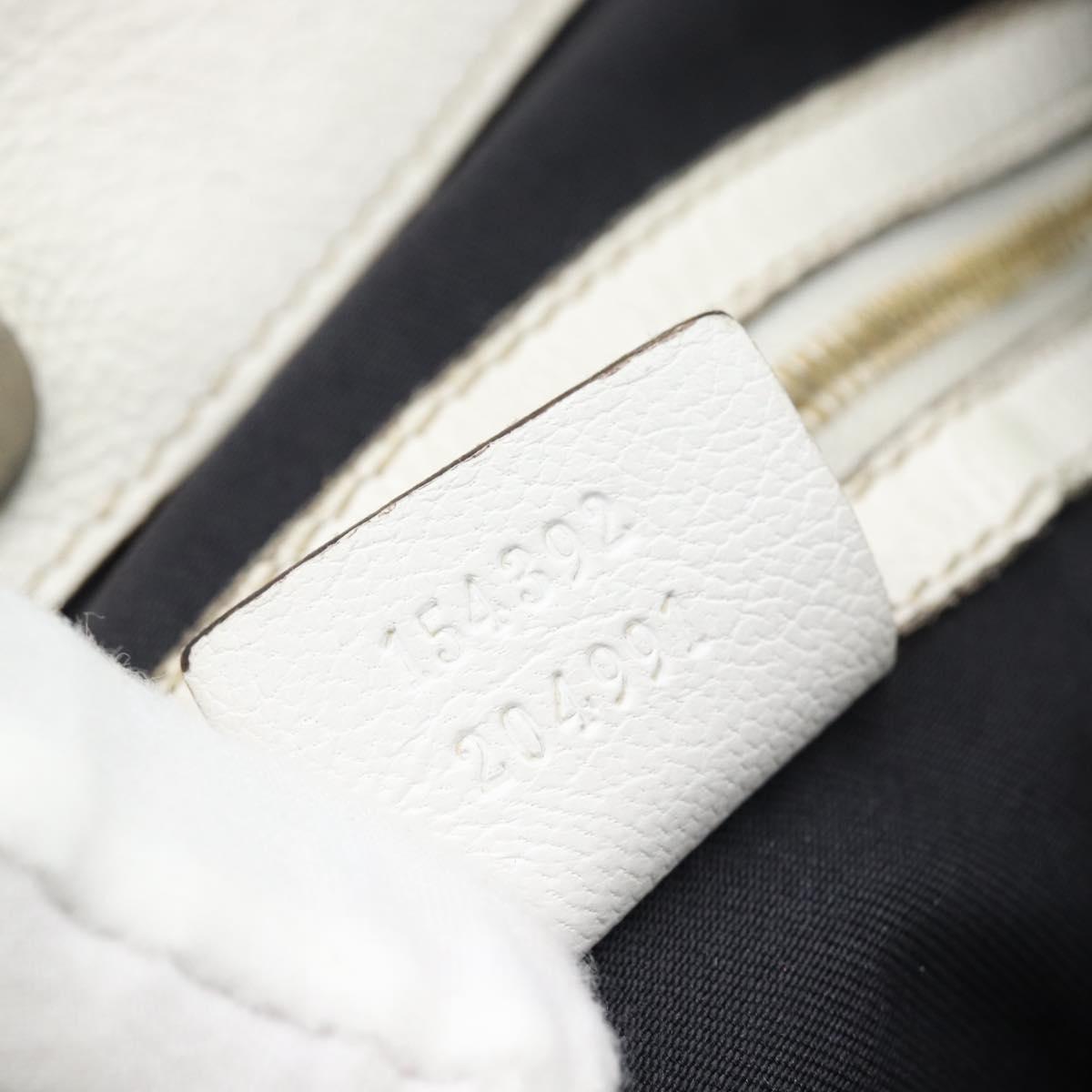 GUCCI Chain Shoulder Bag Leather White Gold 154392 Auth 181219A