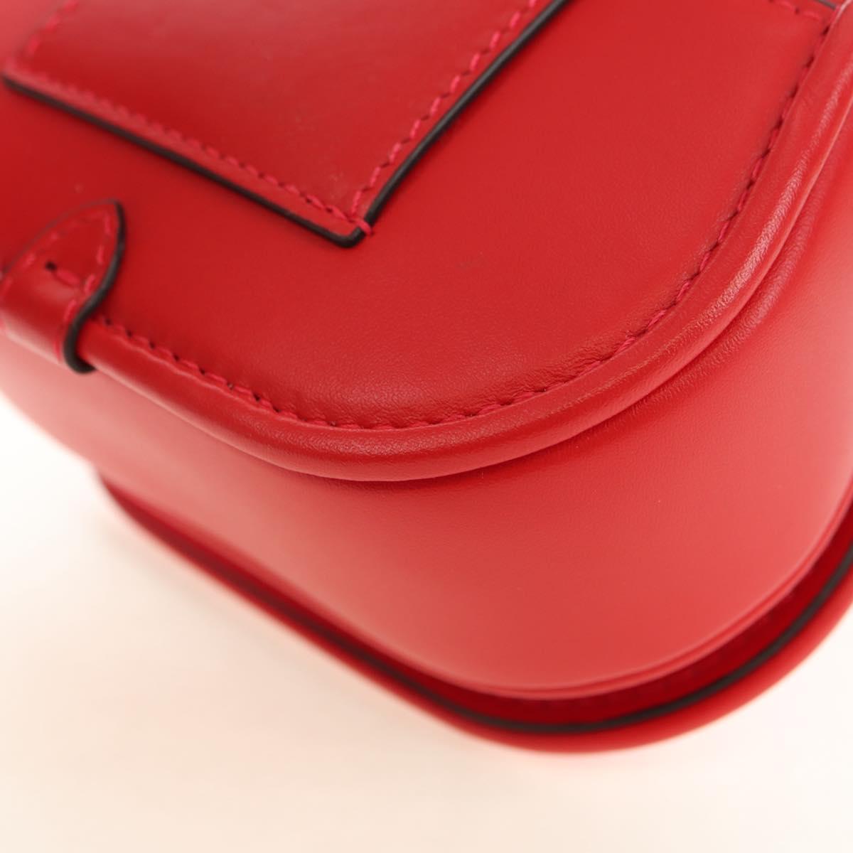 FENDI C'mon Small Shoulder Bag Leather Red Gold Auth 181237M