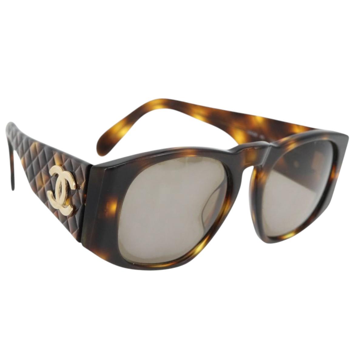 CHANEL Matelasse Sunglasses plastic Brown CC Auth 181242