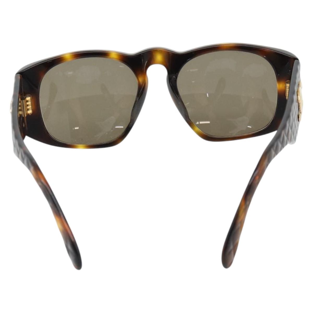 CHANEL Matelasse Sunglasses plastic Brown CC Auth 181242
