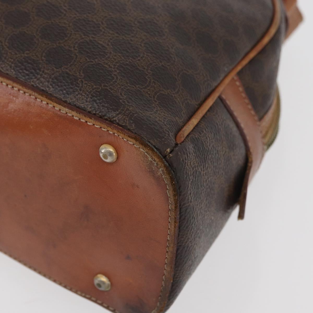 CELINE Macadam Canvas Hand Bag PVC Leather Brown Gold Auth 181253