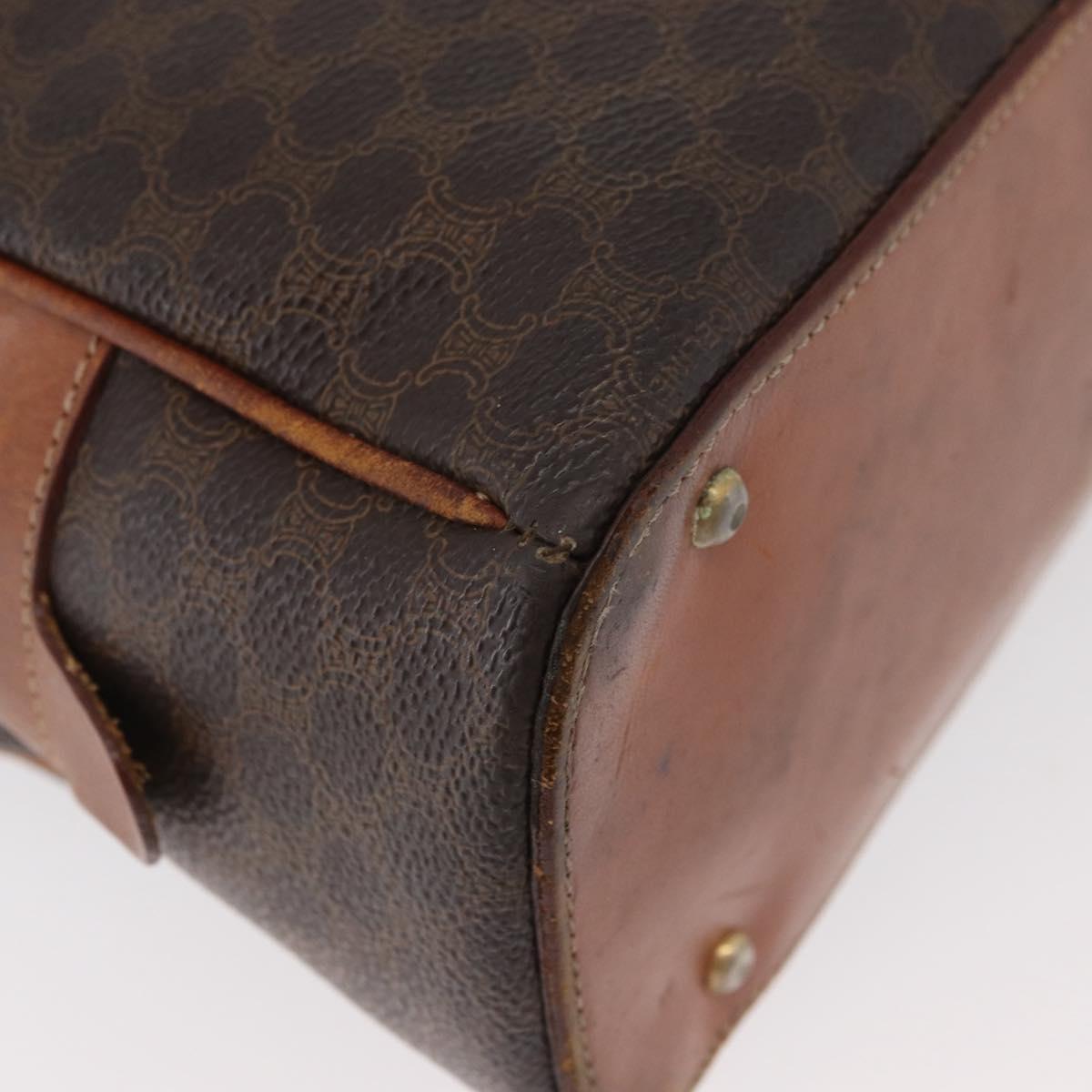 CELINE Macadam Canvas Hand Bag PVC Leather Brown Gold Auth 181253