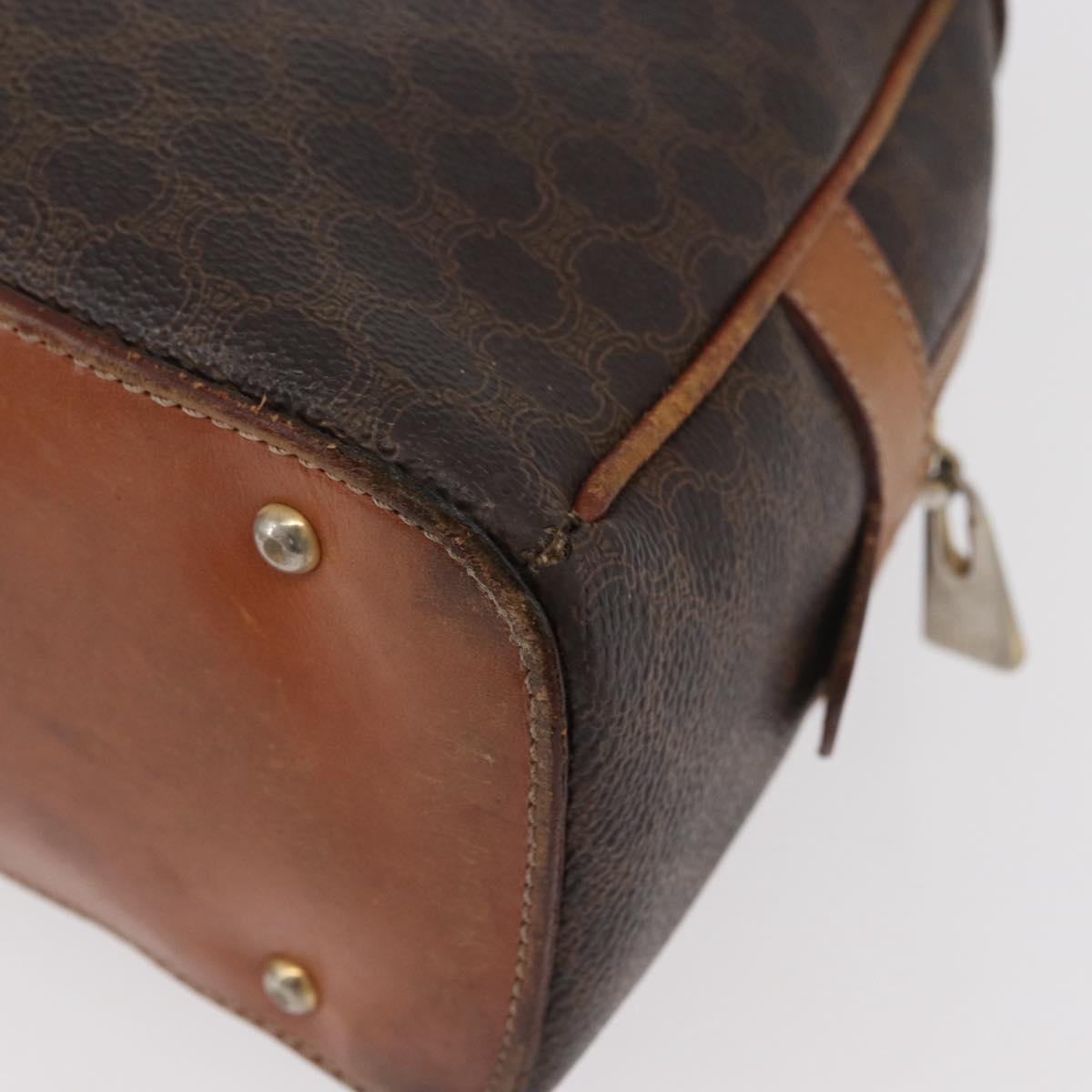 CELINE Macadam Canvas Hand Bag PVC Leather Brown Gold Auth 181253