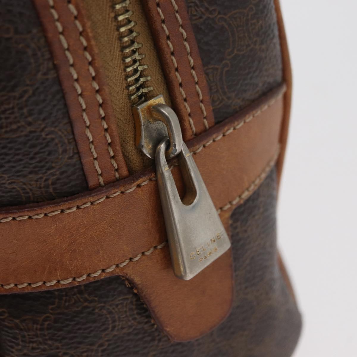 CELINE Macadam Canvas Hand Bag PVC Leather Brown Gold Auth 181253