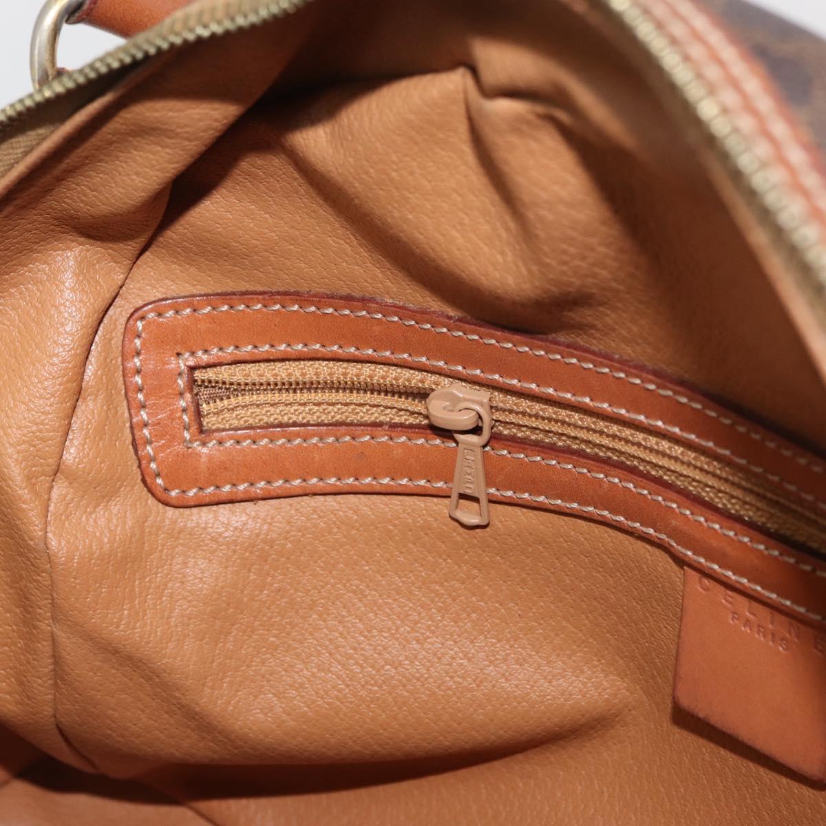 CELINE Macadam Canvas Hand Bag PVC Leather Brown Gold Auth 181253