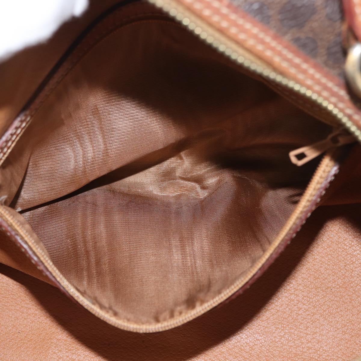 CELINE Macadam Canvas Hand Bag PVC Leather Brown Gold Auth 181253