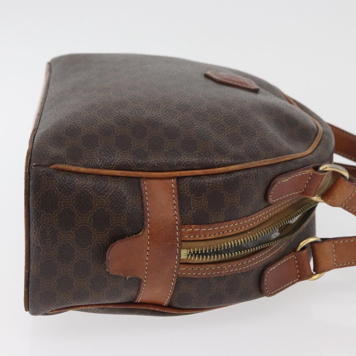 CELINE Macadam Canvas Hand Bag PVC Leather Brown Gold Auth 181253