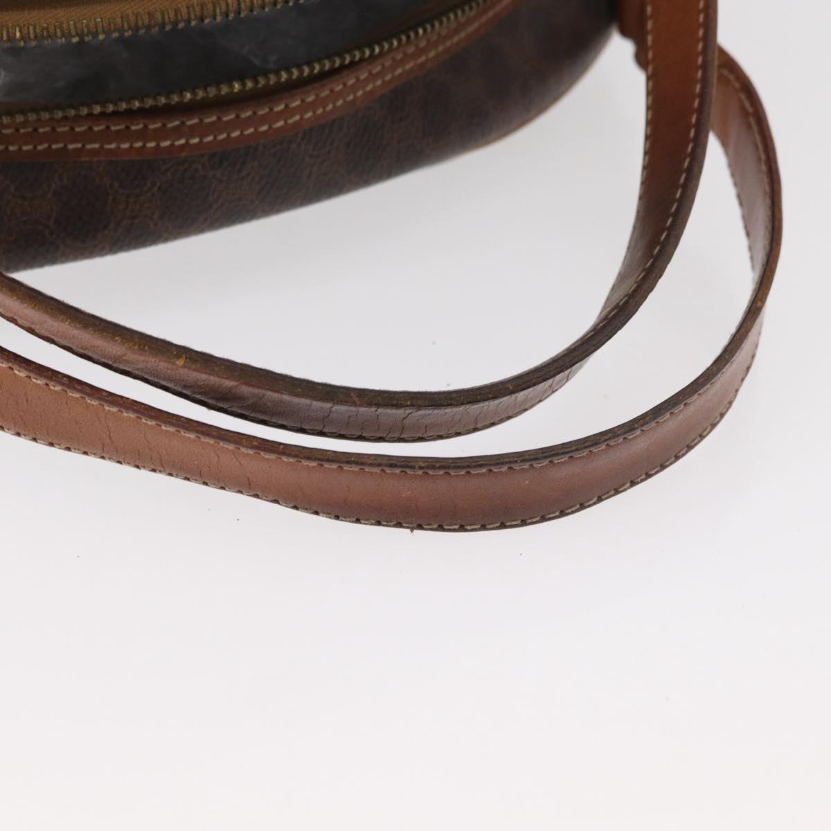 CELINE Macadam Canvas Hand Bag PVC Leather Brown Gold Auth 181253