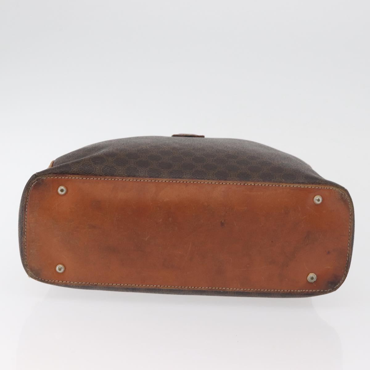 CELINE Macadam Canvas Hand Bag PVC Leather Brown Gold Auth 181253