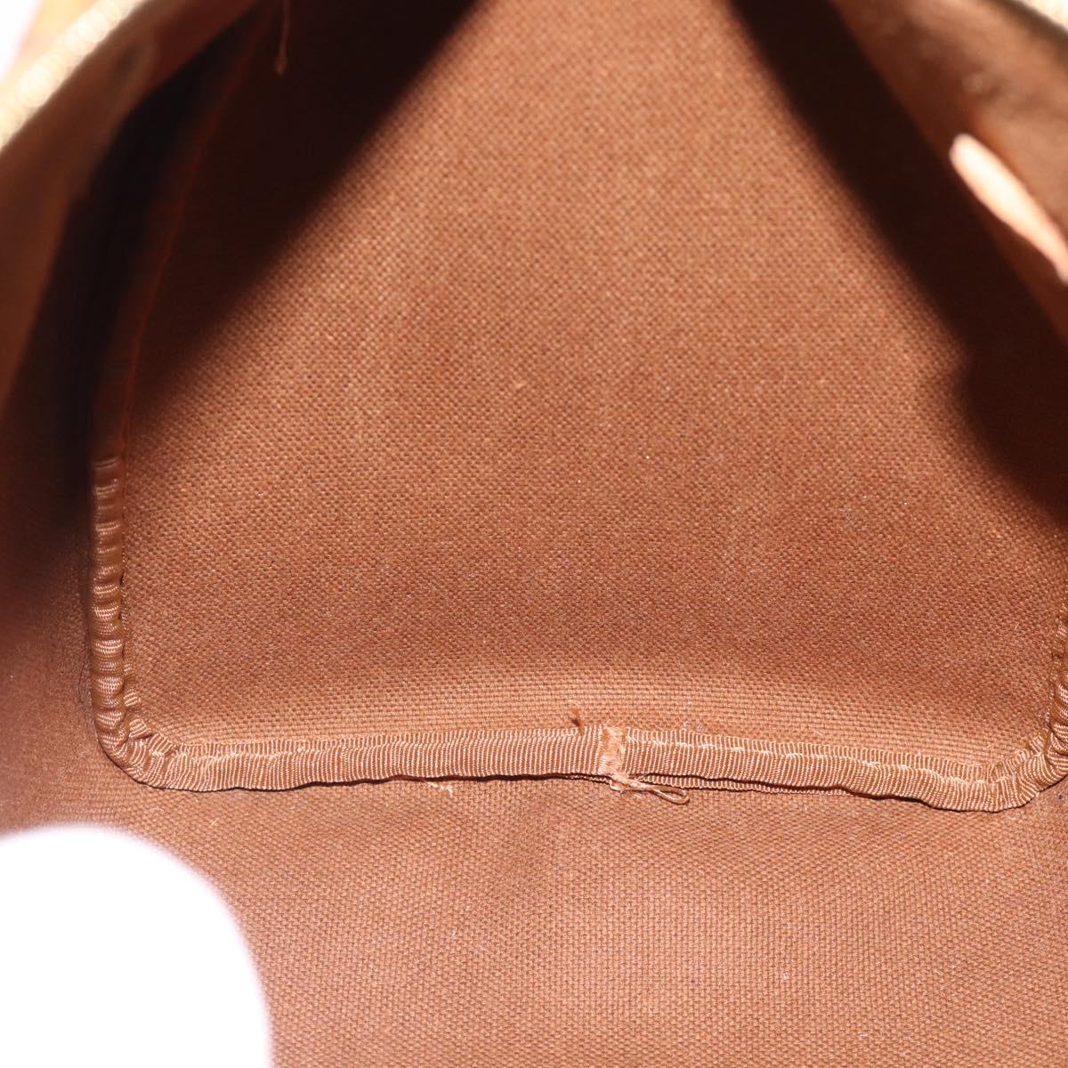 CELINE Macadam Canvas Boston Bag PVC Leather Brown Gold Auth 181254A