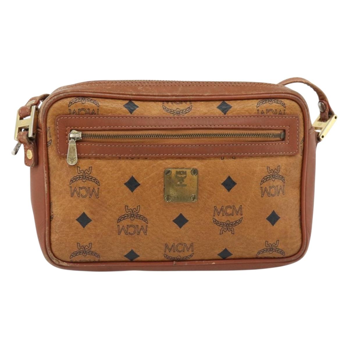 MCM Vicetos Logogram Shoulder Bag PVC Brown Gold Auth 181257