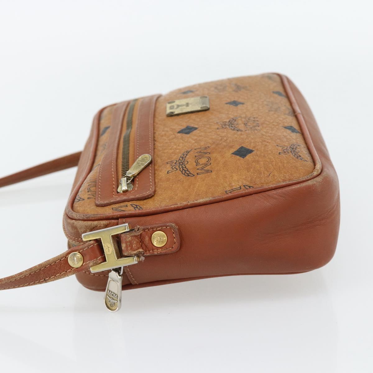 MCM Vicetos Logogram Shoulder Bag PVC Brown Gold Auth 181257