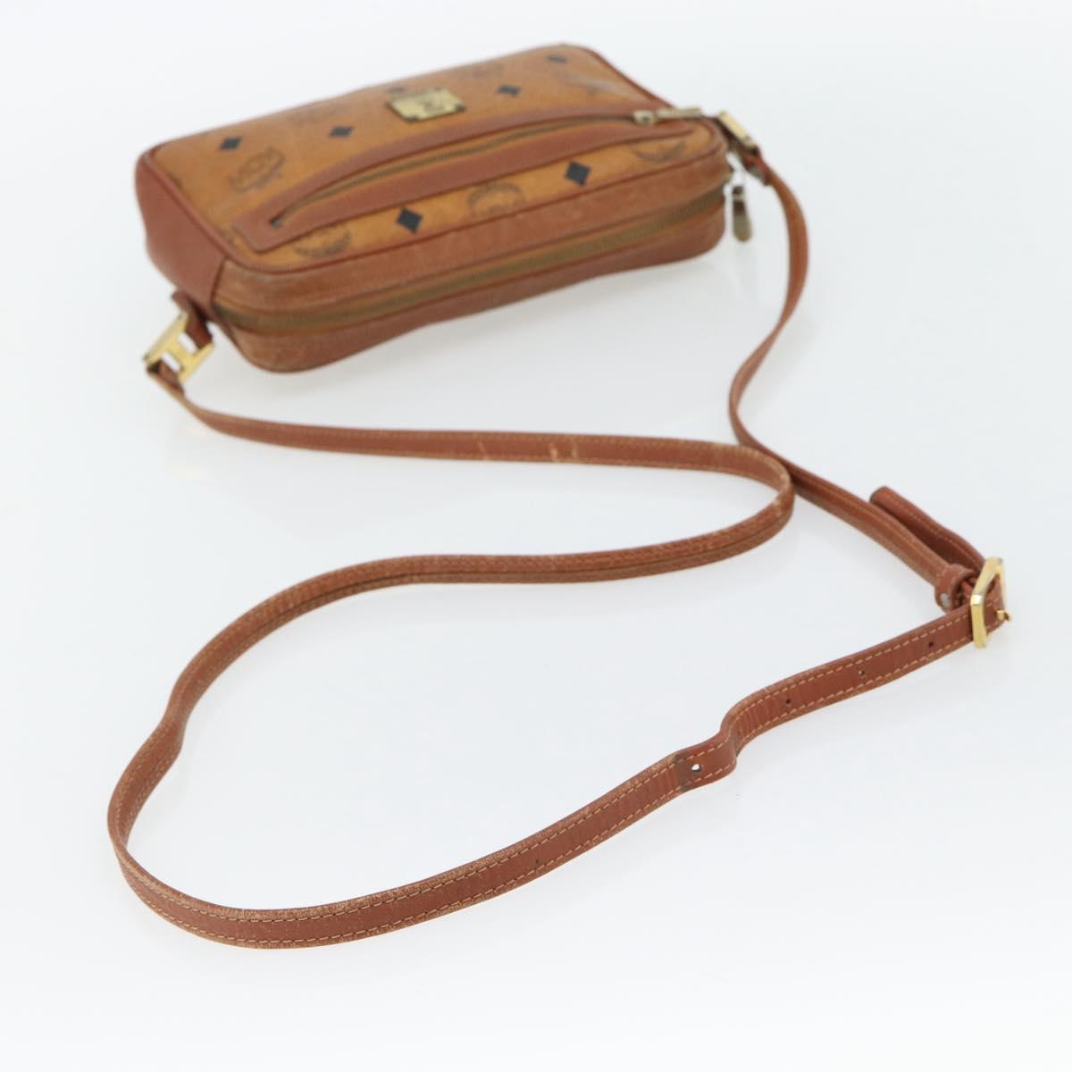 MCM Vicetos Logogram Shoulder Bag PVC Brown Gold Auth 181257