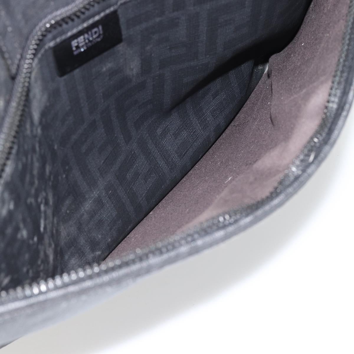FENDI Zucca Canvas Hand Bag PVC Black Silver Auth 181259