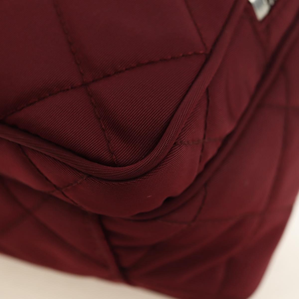 PRADA Shoulder Bag Nylon Bordeaux Silver Auth 181261M