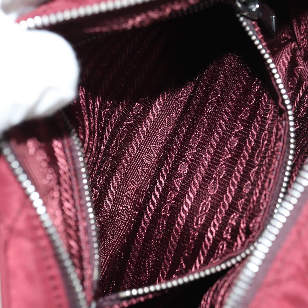 PRADA Shoulder Bag Nylon Bordeaux Silver Auth 181261M