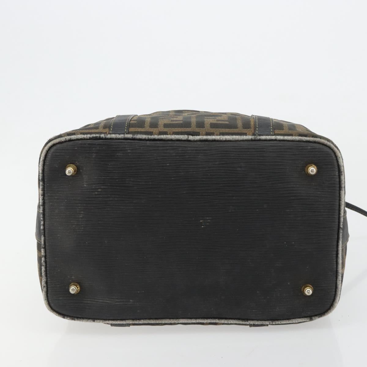 FENDI Zucca Canvas Hand Bag Black Brown Auth 181262