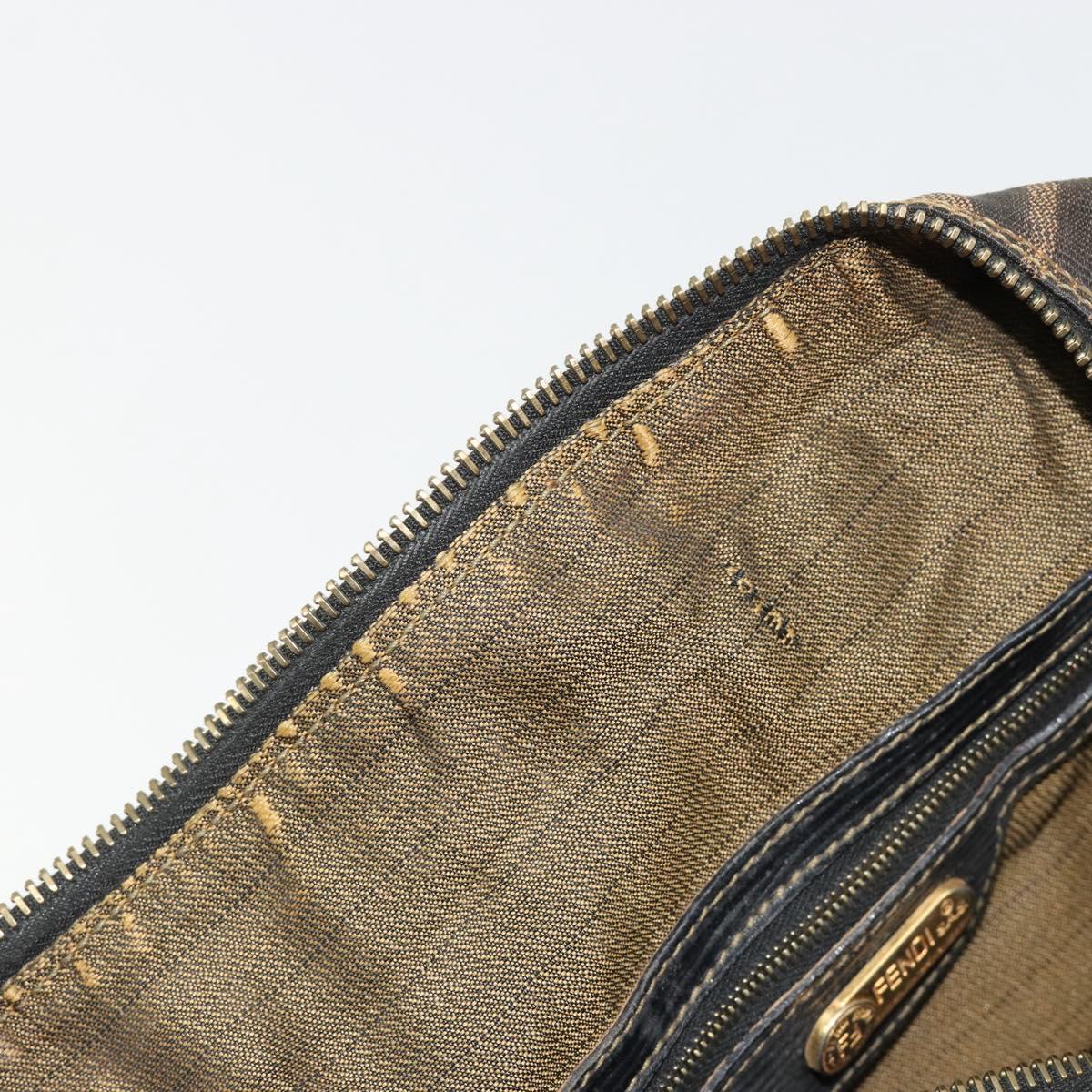 FENDI Zucca Canvas Hand Bag Black Brown Auth 181262