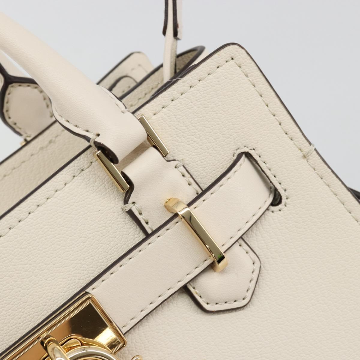 MICHAEL KORS Tote Bag Leather 2way White Gold Auth 181263A