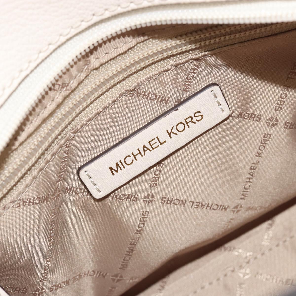 MICHAEL KORS Tote Bag Leather 2way White Gold Auth 181263A
