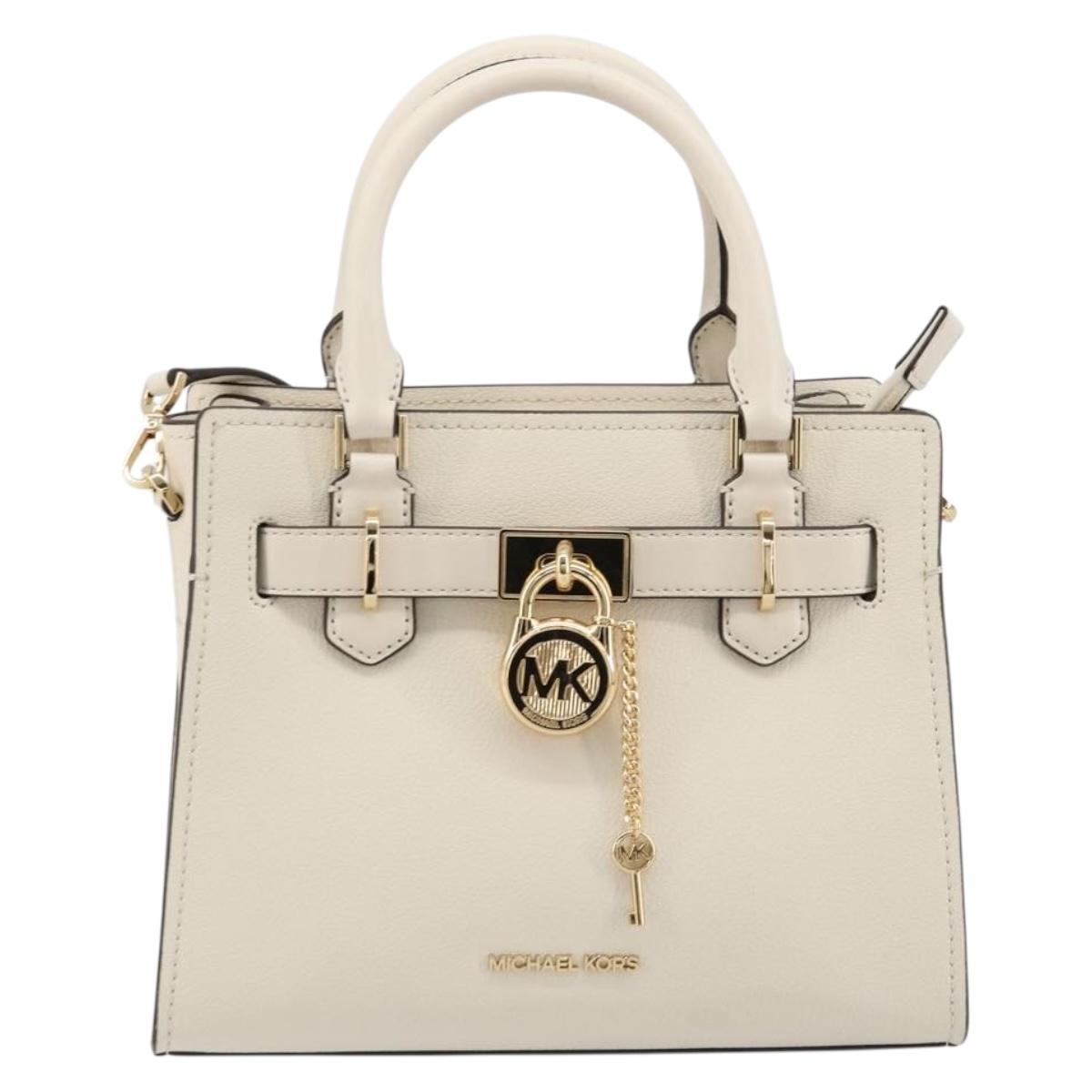 MICHAEL KORS Tote Bag Leather 2way White Gold Auth 181263A