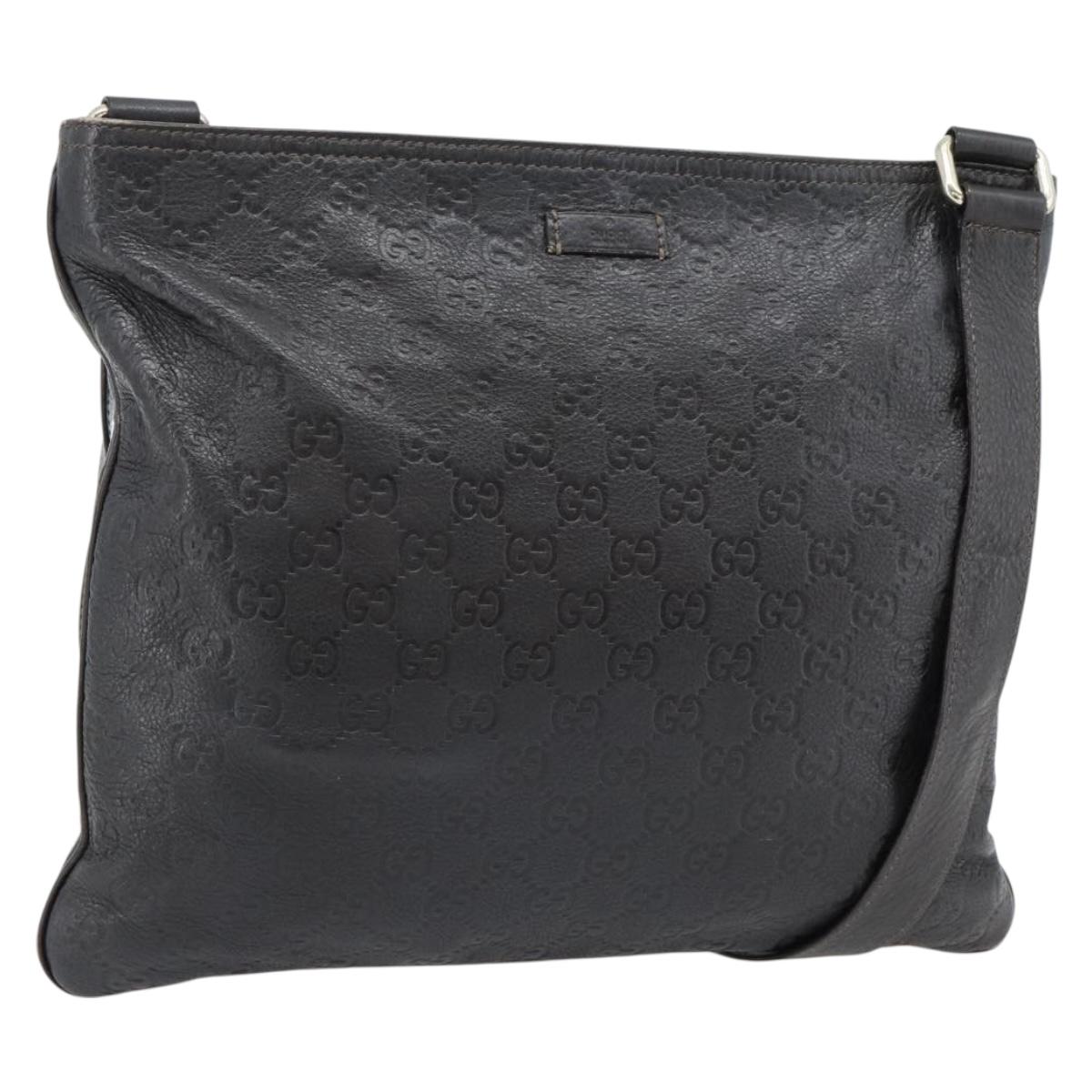 GUCCI GG Canvas Guccissima Bag Leather Dark Brown Silver 201446 Auth 181269