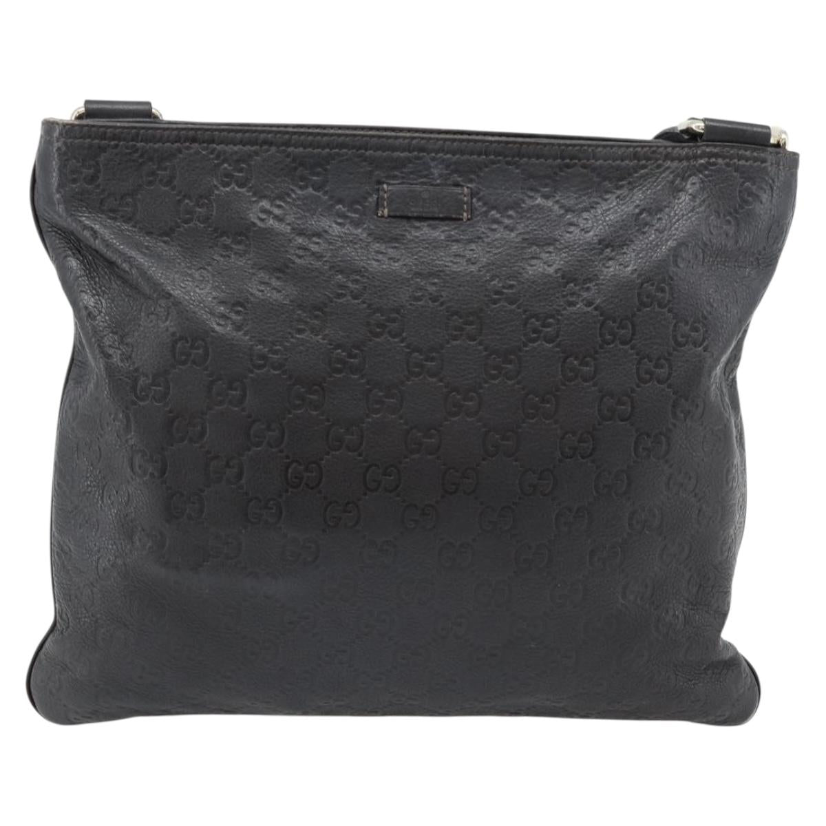 GUCCI GG Canvas Guccissima Bag Leather Dark Brown Silver 201446 Auth 181269