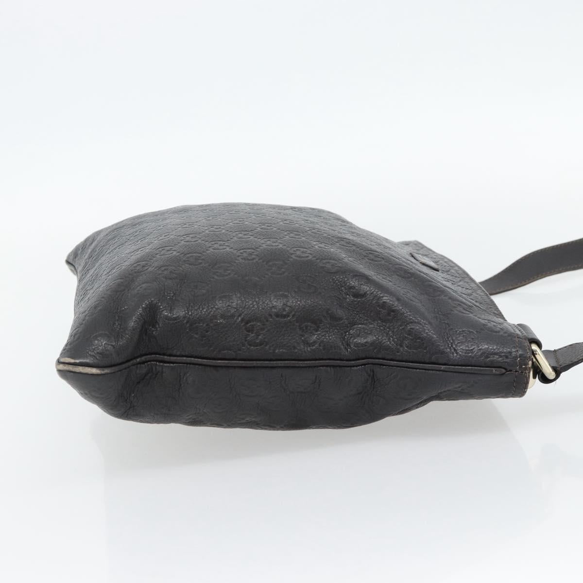 GUCCI GG Canvas Guccissima Bag Leather Dark Brown Silver 201446 Auth 181269