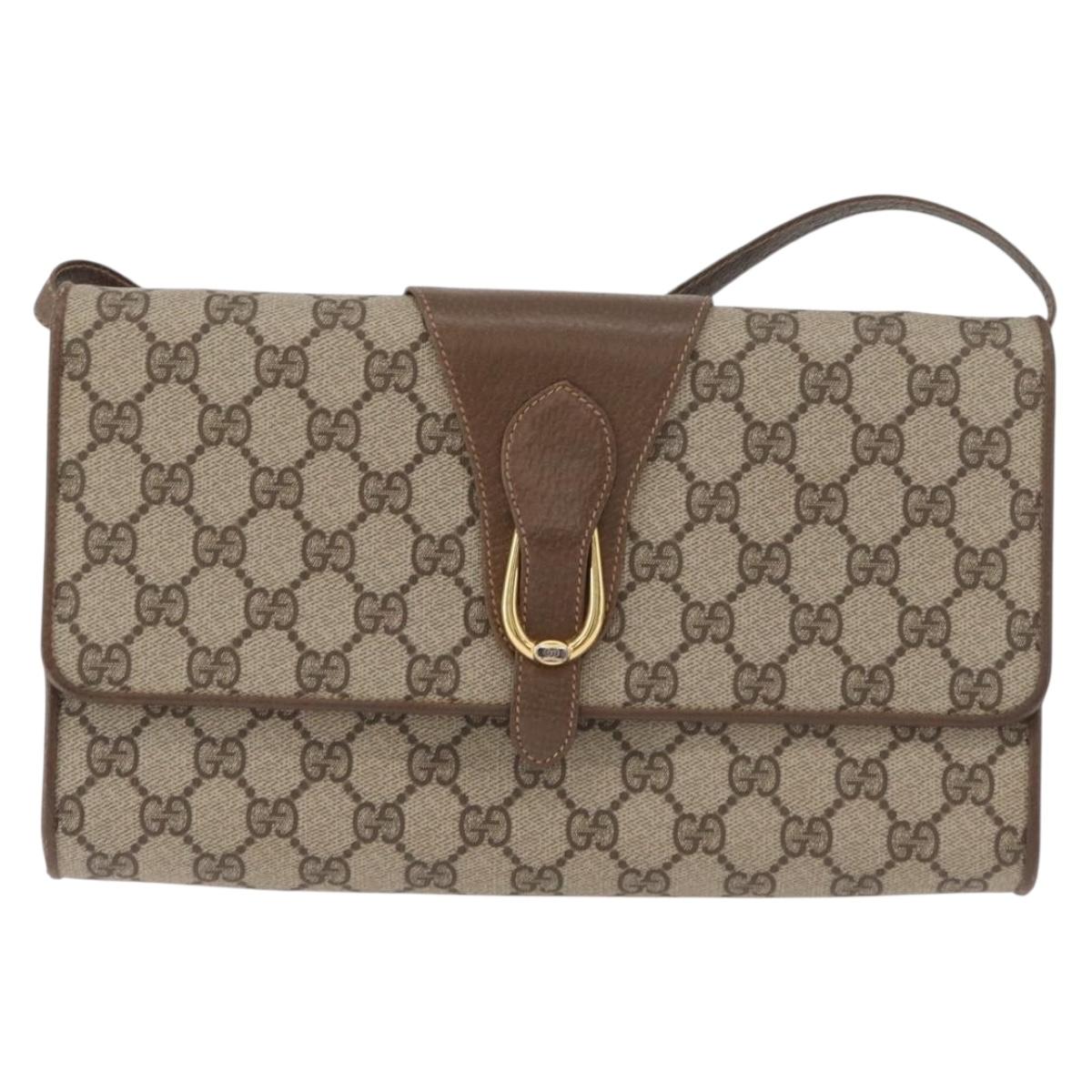 GUCCI GG Supreme Shoulder Bag PVC Beige Gold 904 02 050 Auth 181272