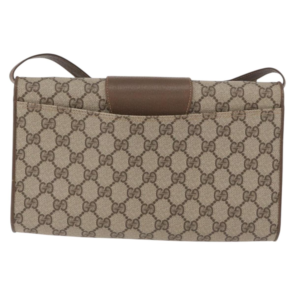 GUCCI GG Supreme Shoulder Bag PVC Beige Gold 904 02 050 Auth 181272