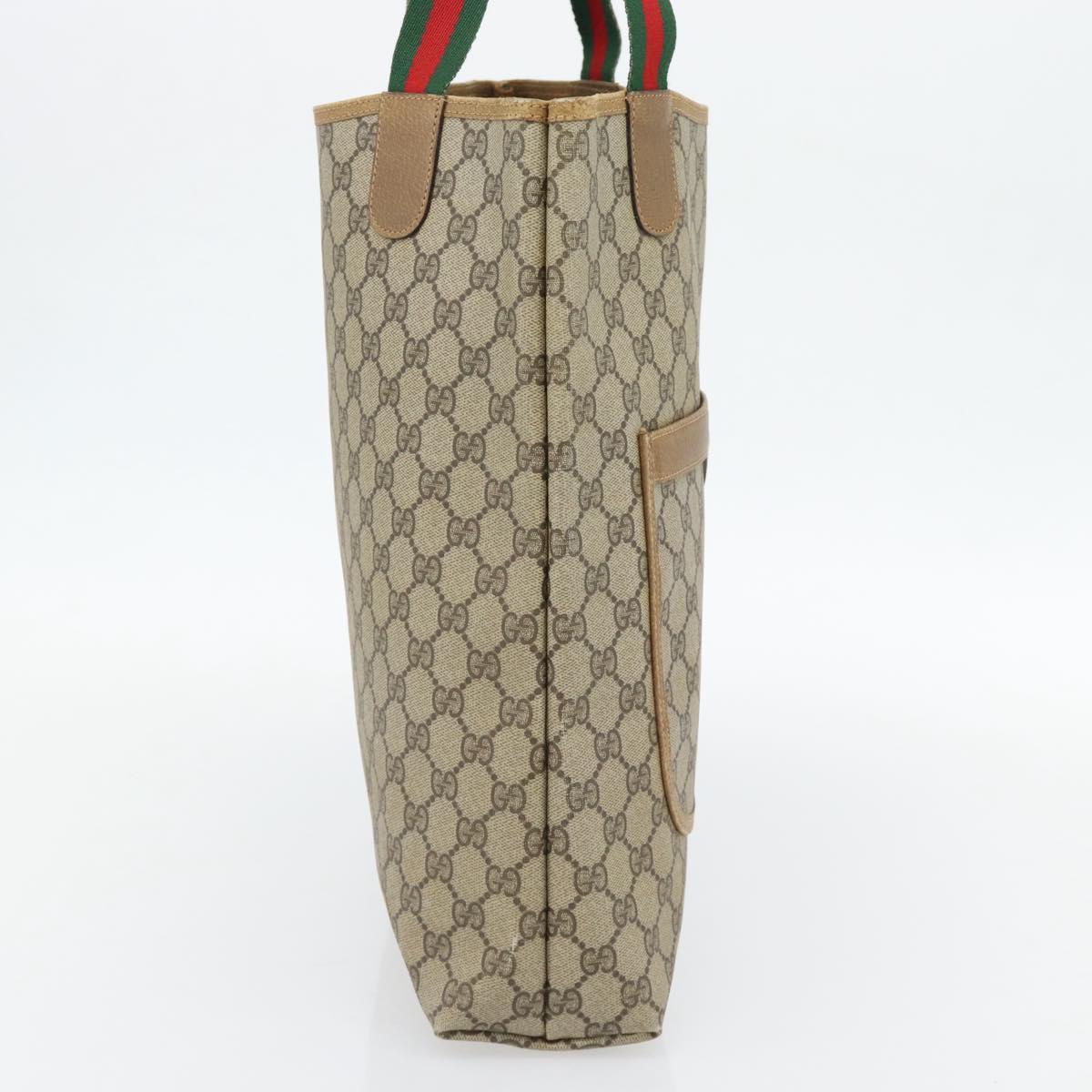 GUCCI GG Supreme Web Sherry Line Tote Bag PVC Beige Red 39 02 003 Auth 181273A